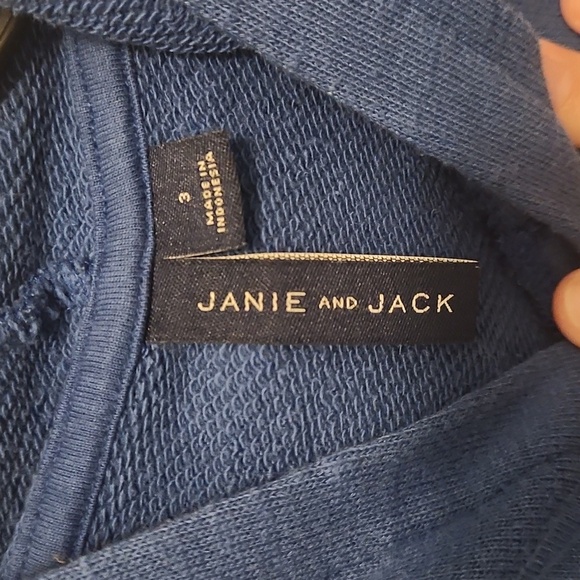 Janie and Jack Blue Hoodie with Rainbow Accents Size 3 - Picture 2 of 6